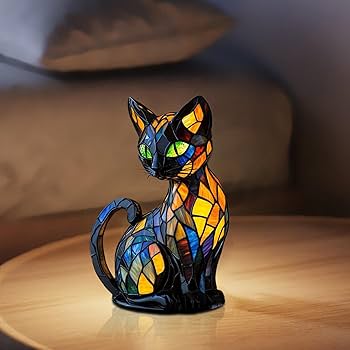 猫とヒナギクの花 ヴィンテージステンドグラス ランドルフ スーザン・パワーズ 猫とヒナギクの花 ヴィンテージステンドグラス ランドルフ